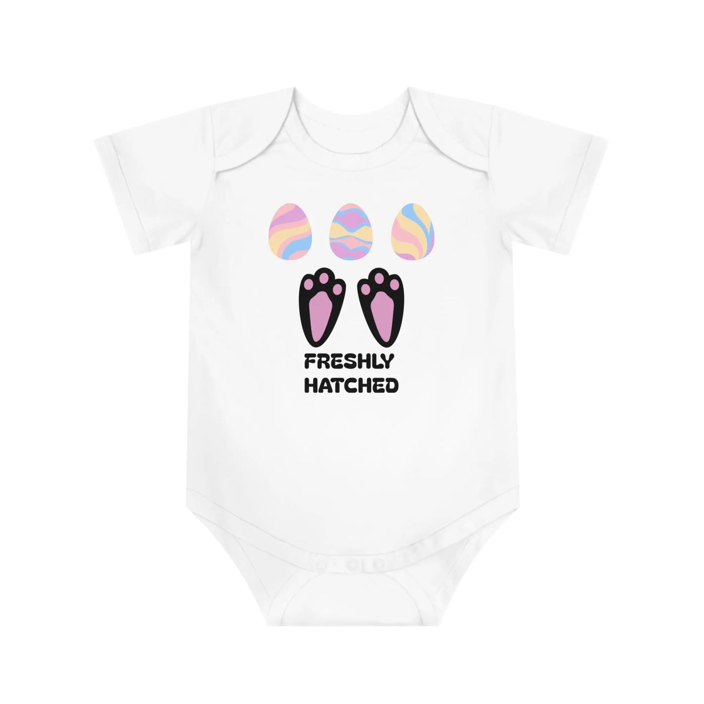 Newborn Bodysuit Freshly Hatched, Infant Romper Baby Shower Gift, Toddler One Printify