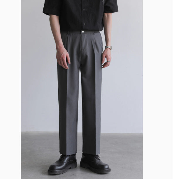 Men's Loose Straight Trousers Korean Style Trendy Suit Trousers