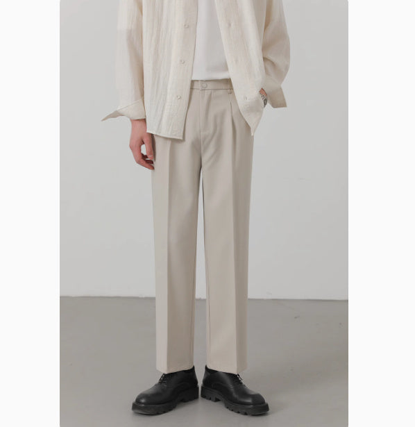 Men's Loose Straight Trousers Korean Style Trendy Suit Trousers