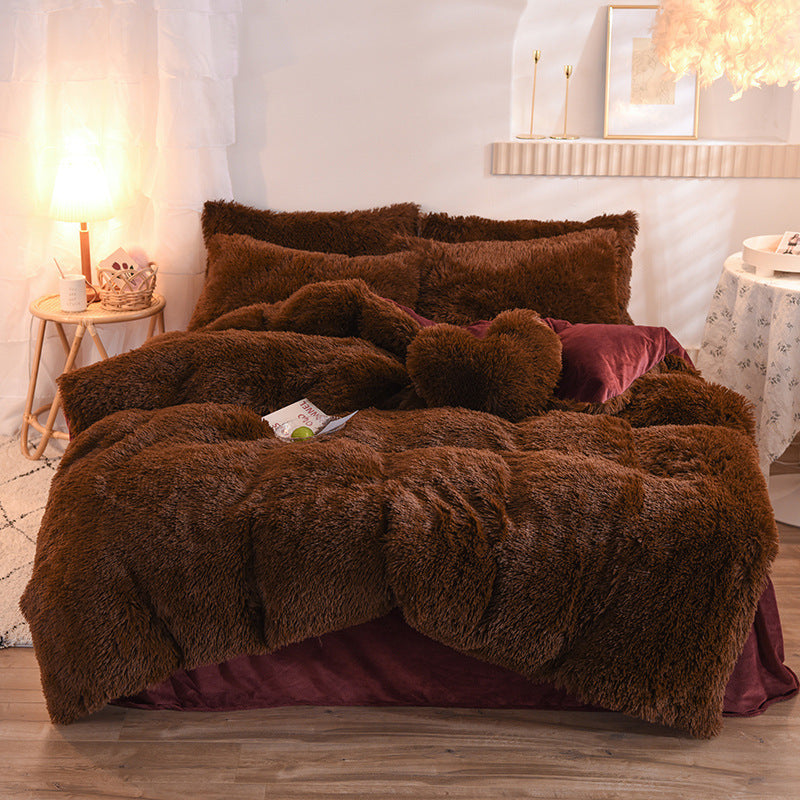 Luxury Thick Fleece Bedding Set – Plush Shaggy Duvet Cover, Pillowcase & Quilt for Queen & King Beds – Ultimate Winter Warmth & Comfort My Store
