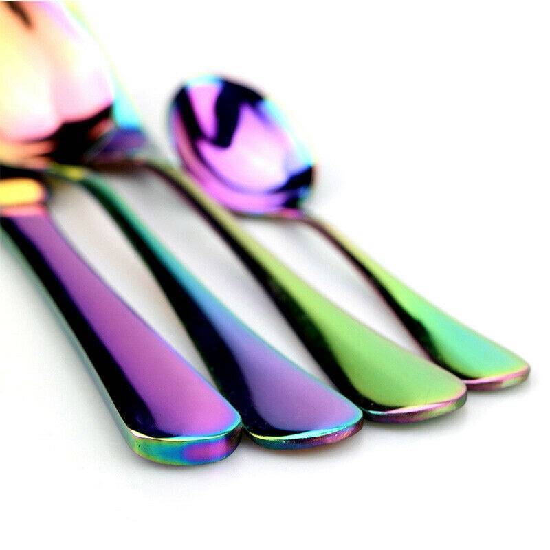 LuxeRainbow™ 24-Piece Matte Stainless Steel Cutlery Set – Bold Colour, Timeless Class