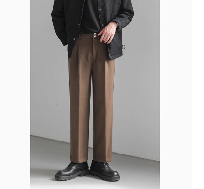 Men's Loose Straight Trousers Korean Style Trendy Suit Trousers