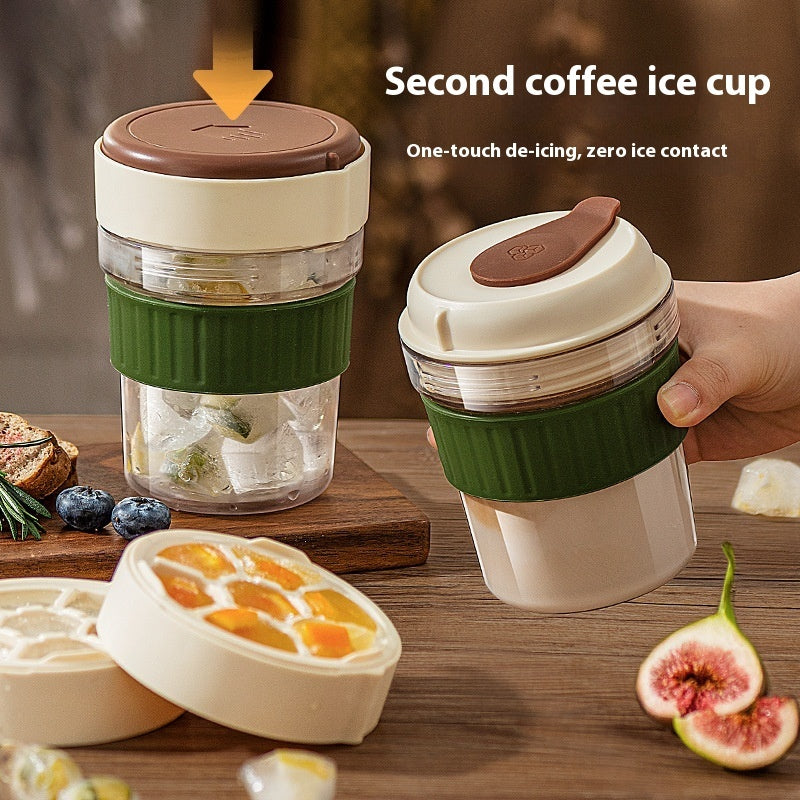 ChillMate™ 500ML Iced Coffee Cup with Ice Tray – Leak-Proof & Travel Ready