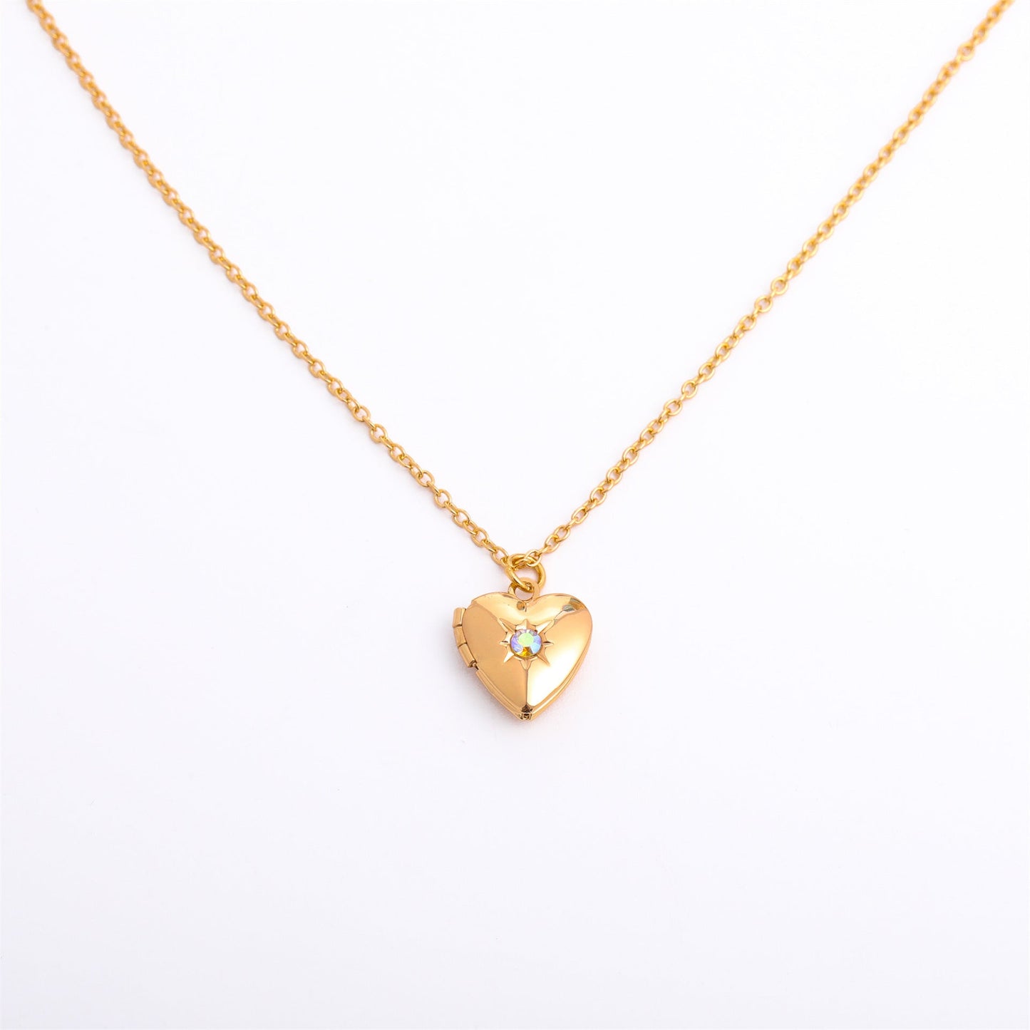 Fashion Love Heart Opening And Closing Album Titanium Steel Necklace My Store