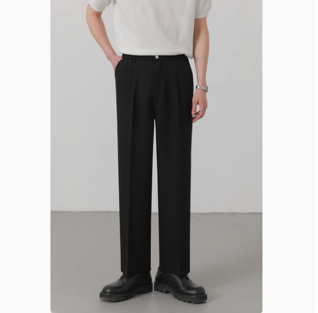 Men's Loose Straight Trousers Korean Style Trendy Suit Trousers