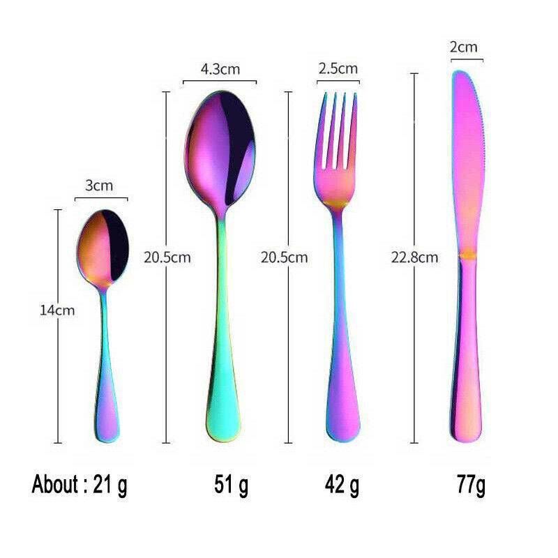 LuxeRainbow™ 24-Piece Matte Stainless Steel Cutlery Set – Bold Colour, Timeless Class