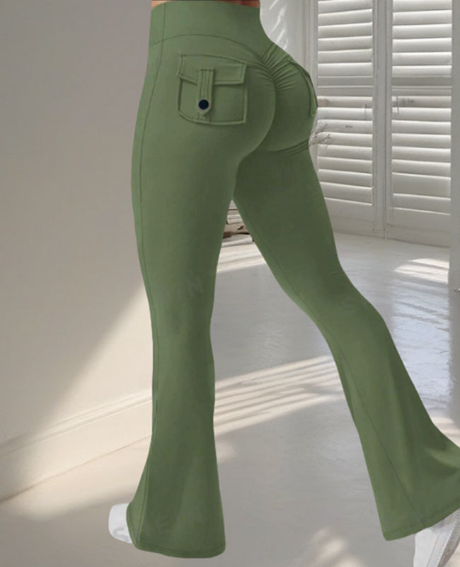 High-Waist Flared Yoga Pants with Pockets – Stylish & Supportive! My Store