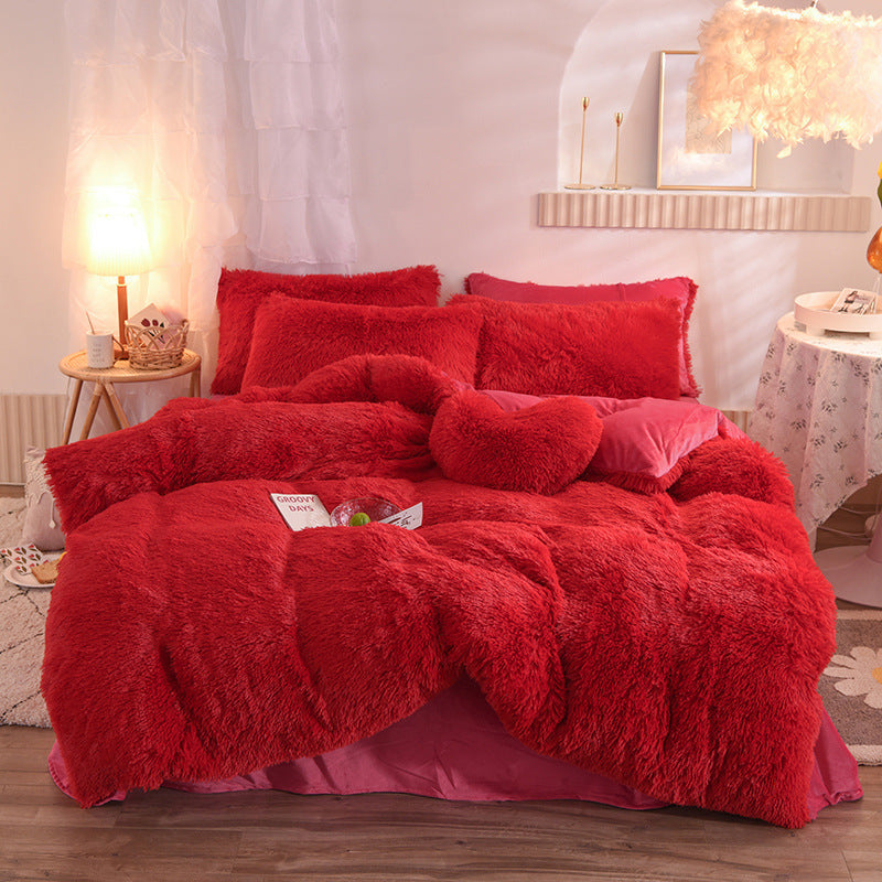 Luxury Thick Fleece Bedding Set – Plush Shaggy Duvet Cover, Pillowcase & Quilt for Queen & King Beds – Ultimate Winter Warmth & Comfort My Store