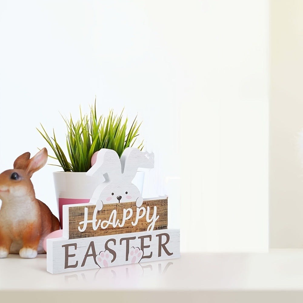 Charming Easter Bunny Wooden Table Sign My Store