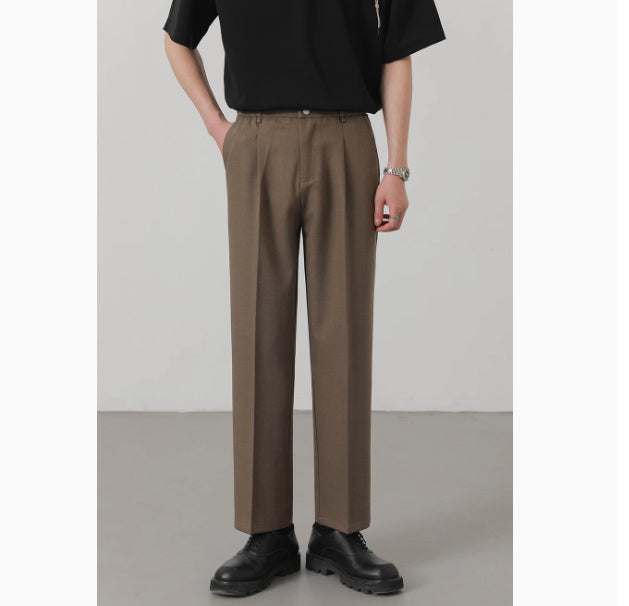 Men's Loose Straight Trousers Korean Style Trendy Suit Trousers