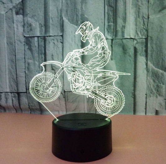 New 3D Motorcycle Lamp – Seven-Color LED with Touch & Remote Control