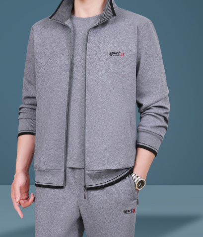 Dad Wear Middle-aged Men's High-end Casual Sportswear Three-piece Suit