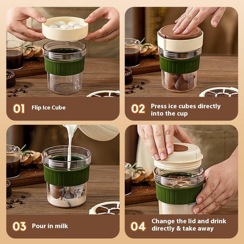 ChillMate™ 500ML Iced Coffee Cup with Ice Tray – Leak-Proof & Travel Ready