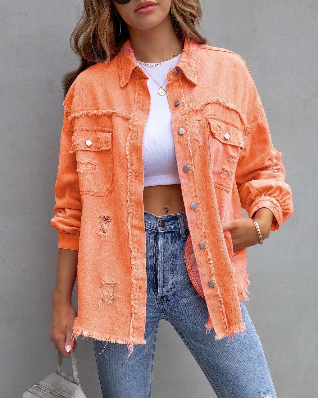 Fashion Ripped Shirt Jacket, Edgy, Stylish, and Uniquely You! My Store