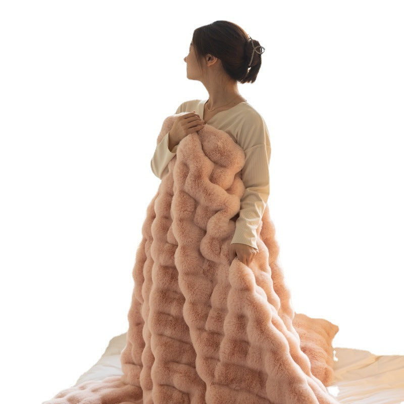 Rabbit Bubble Velvet  Blanket My Store