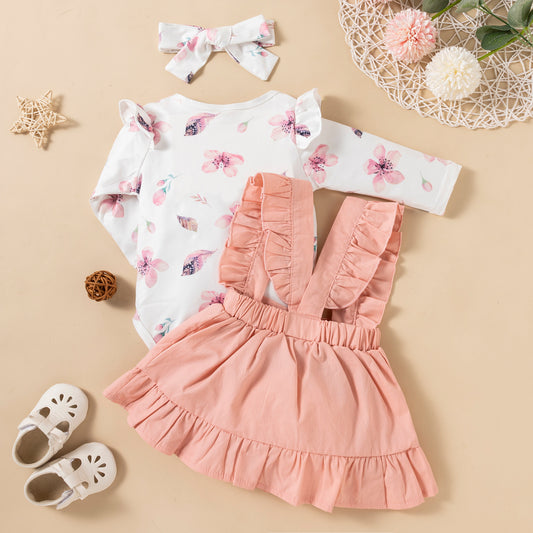 Printed Long-sleeved Baby Girl Romper