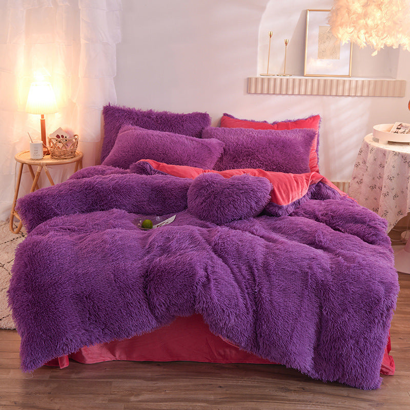 Luxury Thick Fleece Bedding Set – Plush Shaggy Duvet Cover, Pillowcase & Quilt for Queen & King Beds – Ultimate Winter Warmth & Comfort My Store
