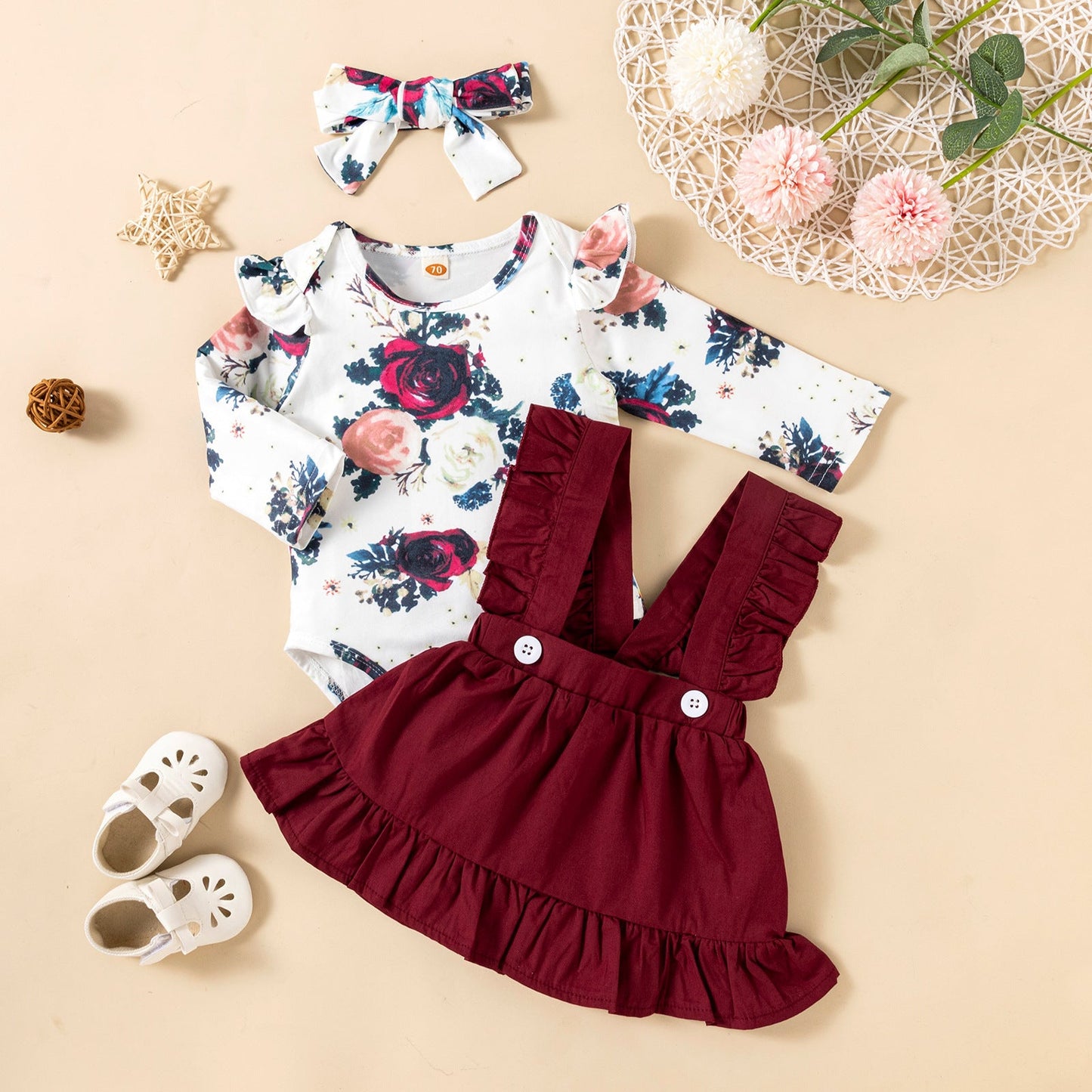 Printed Long-sleeved Baby Girl Romper My Store