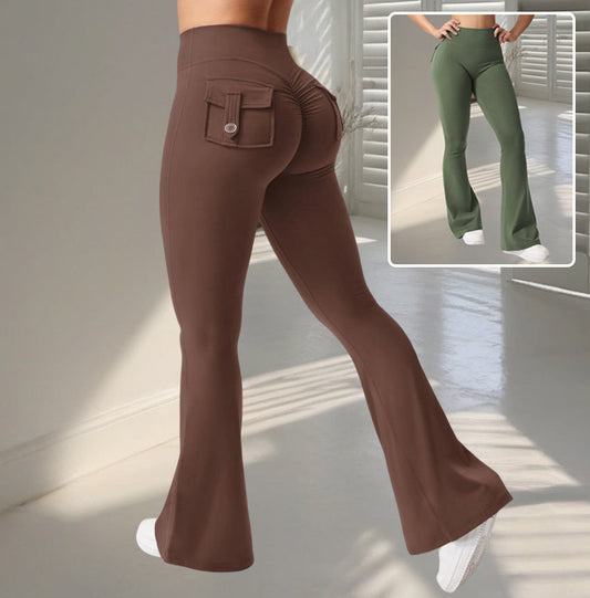 High-Waist Flared Yoga Pants with Pockets – Stylish & Supportive! My Store