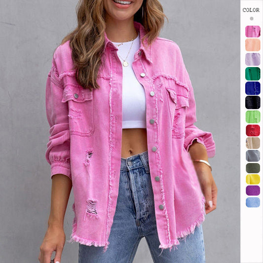 Fashion Ripped Shirt Jacket, Edgy, Stylish, and Uniquely You! My Store