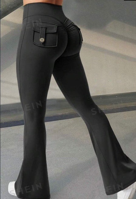 High-Waist Flared Yoga Pants with Pockets – Stylish & Supportive! My Store