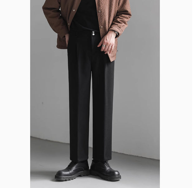 Men's Loose Straight Trousers Korean Style Trendy Suit Trousers