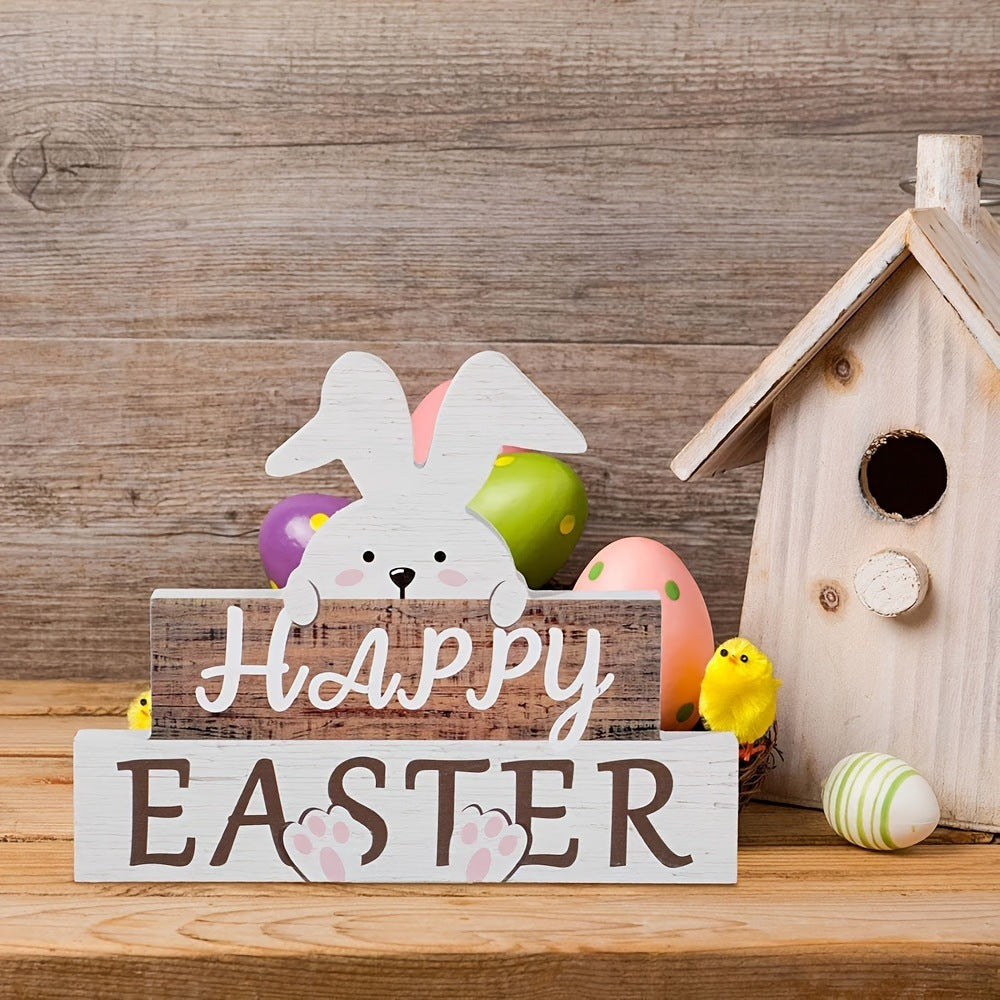 Charming Easter Bunny Wooden Table Sign My Store